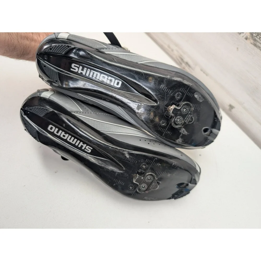 Shimano Road Cycling Shoes Size 42 EU‎ Gray 3-Strap SPD-SL Cleats Mens